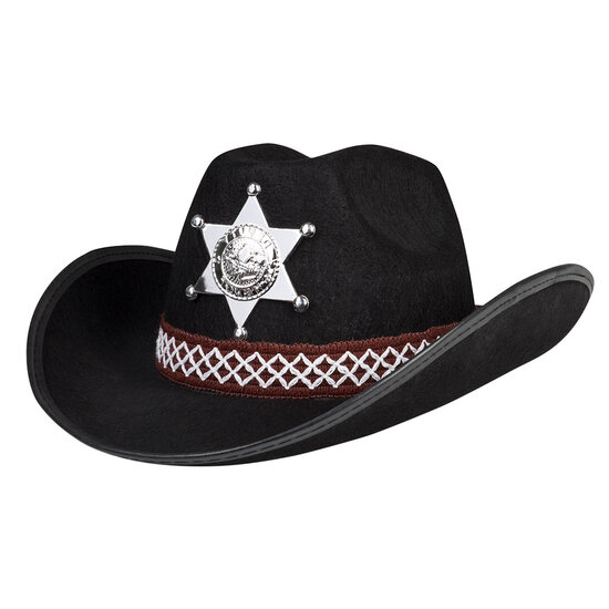 Cowboyhoed Sheriff kind zwart