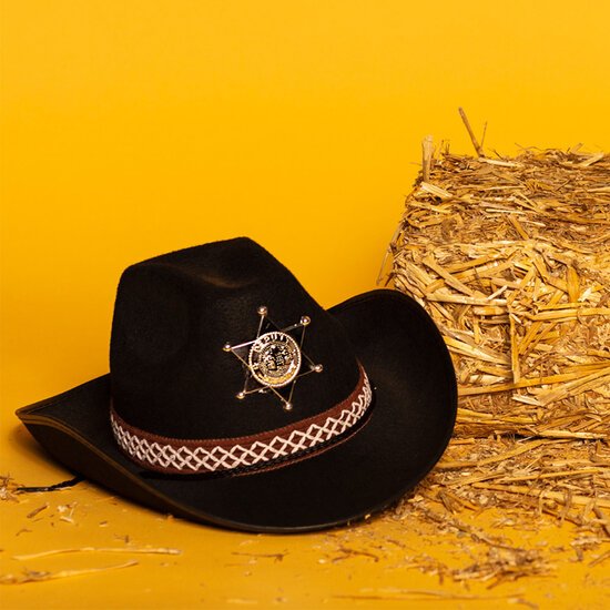 Cowboyhoed Sheriff kind zwart