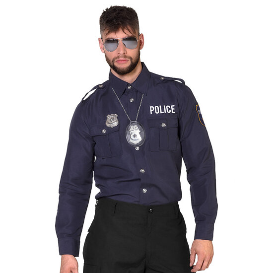Shirt politie blauw