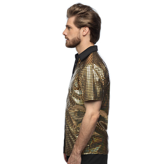 Shirt disco diamond goud heren