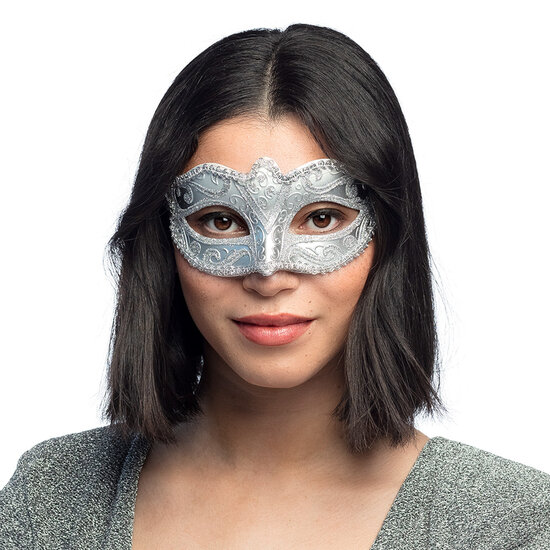 Oogmasker Venice felina Zilver