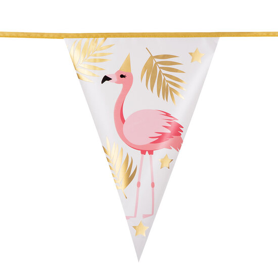 Vlaggenlijn hawaii Flamingo goud-wit