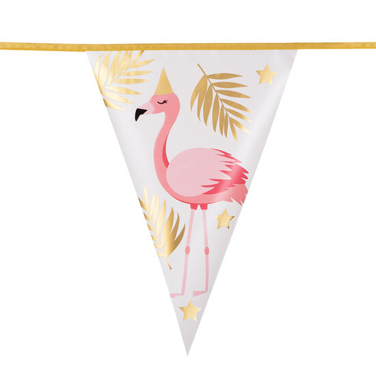 Vlaggenlijn hawaii Flamingo goud-wit