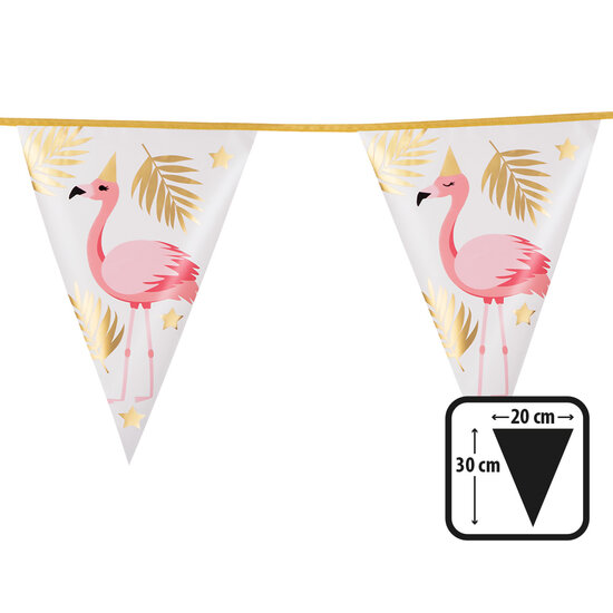 Vlaggenlijn hawaii Flamingo goud-wit