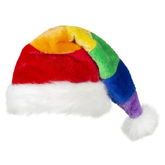 Kerstmuts pluche regenboog