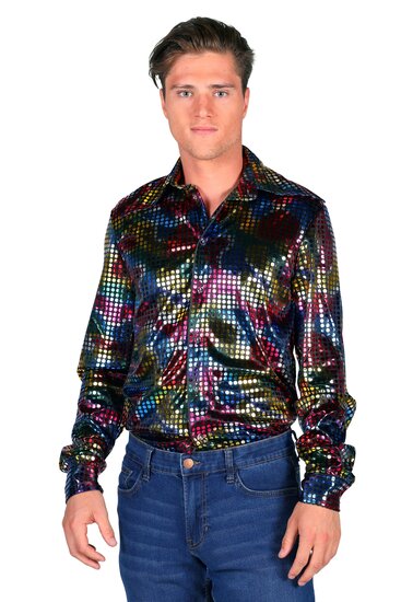 Shirt disco heren zwart 