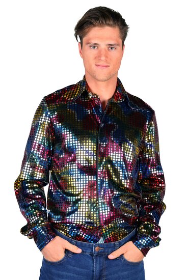 Shirt disco heren zwart 