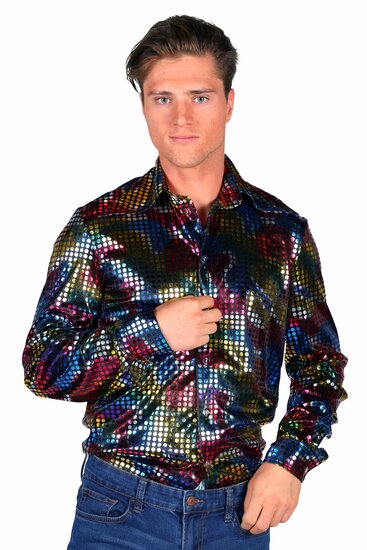 Shirt disco heren zwart 