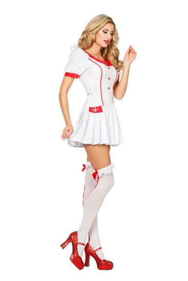 Verpleegster jurk met plooirokje dames