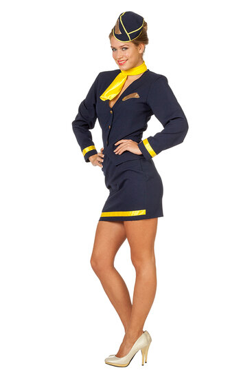 Stewardess kostuum blauw dames