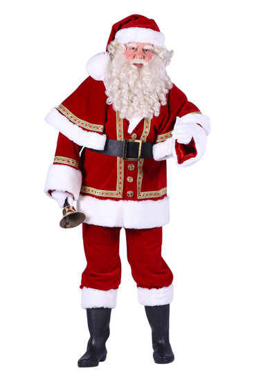 Kerstman kostuum extra luxe velours katoen fluweel met cape