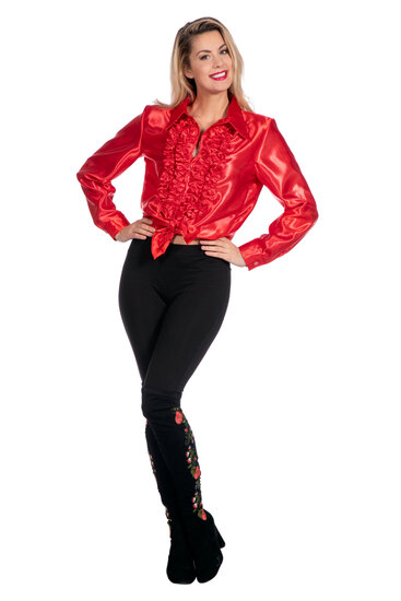 Ruches blouse rood satijn