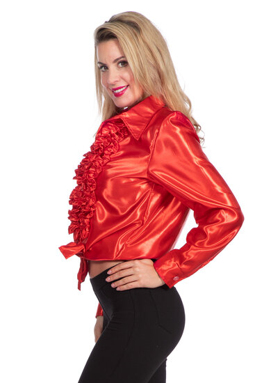Ruches blouse rood satijn