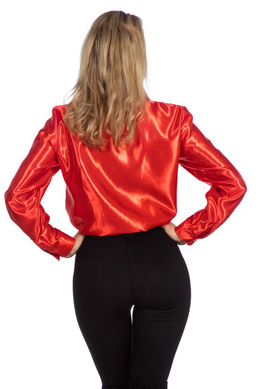 Ruches blouse rood satijn