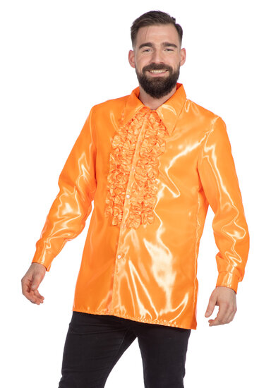 Ruches blouse oranje satijn