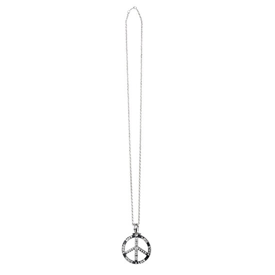 Peace ketting metaal zilverkleur