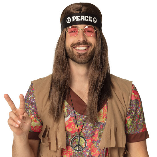 Hippie set hoofdband, ketting en bril