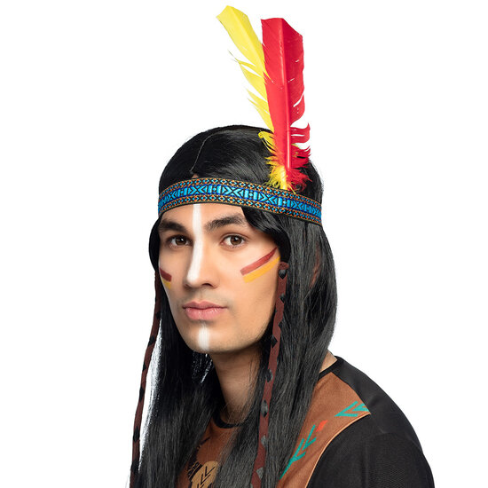 Indianen haardband met veer