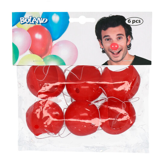 Clownsneus rood plastic 6 stuks