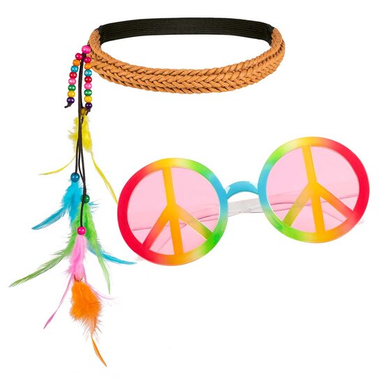 Hippie set Bohemian hoofdband en bril