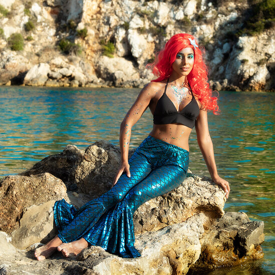 Pruik zeemeermin Sirena rood