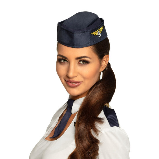 Stewardess hoedje blauw