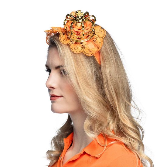 Oranje tiara Koningin met kroontje