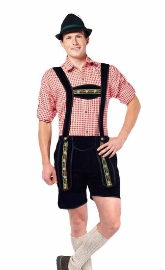 Lederhosen Johann zwart kort imitatie su&egrave;de