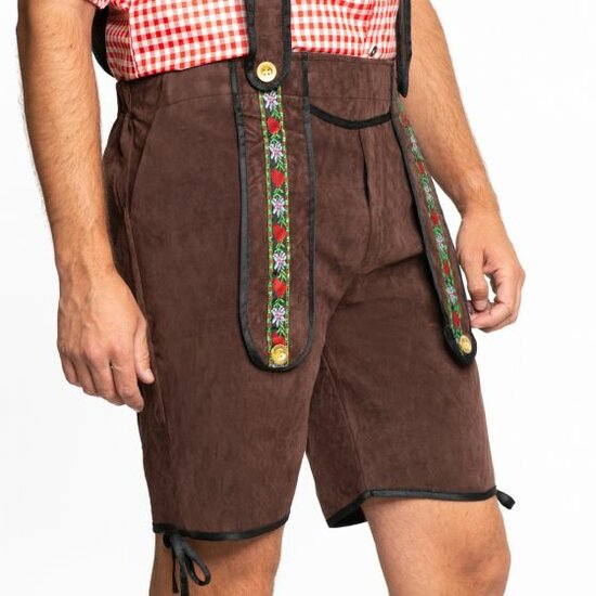 Lederhosen Johann donkerbruin kort imitatie su&egrave;de