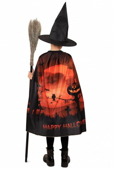 Happy Halloween cape met hoed kinderen