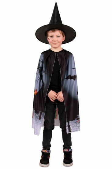 Halloween cape bloody met hoed kinderen
