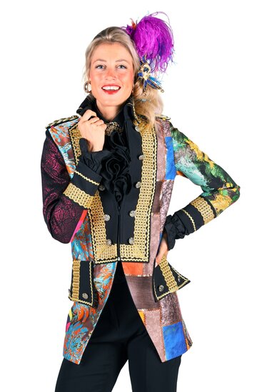 Dames carnavalsjas patchwork slipjas model Napoleon