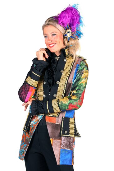 Dames carnavalsjas patchwork slipjas model Napoleon