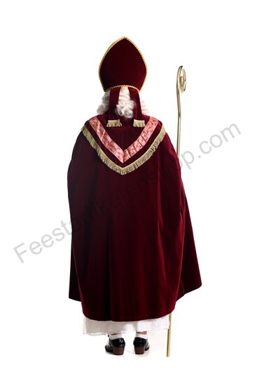 Sinterklaas kostuum polyester fluweel bordeaux rood