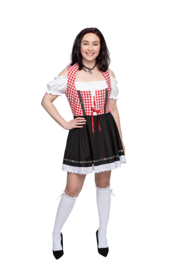 Dirndl jurk Lise rood-wit geblokt