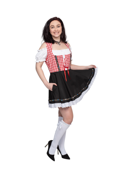 Dirndl jurk Lise rood-wit geblokt