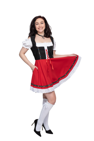 Dirndl jurk Gabi rood-zwart