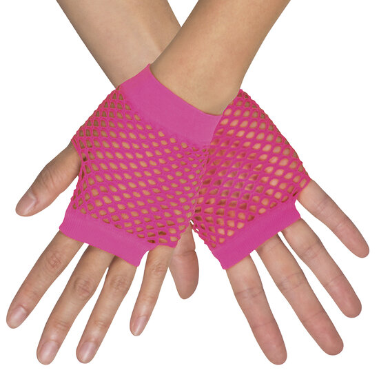 Net handschoenen kort roze