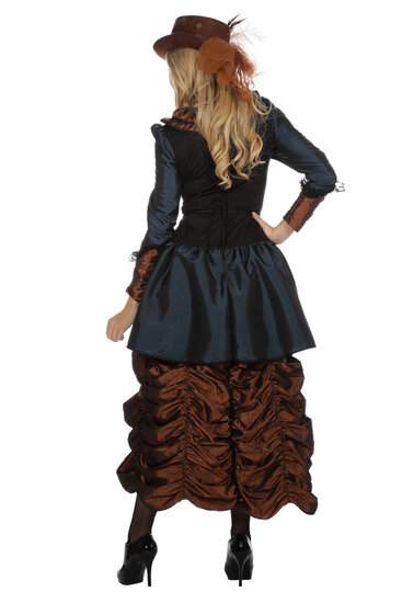 Steampunk Jurk luxe blauw-bruin dames