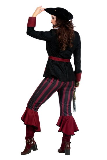 Piraten kostuum burgundy-zwart dames