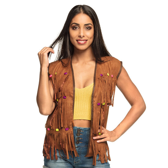 Hippie vest met steentjes volwassenen