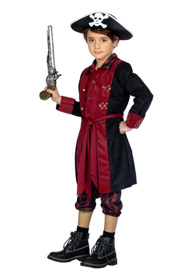 Piraat kostuum jongen burgundy-zwart