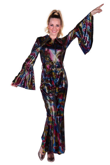 Catsuit disco dame zwart