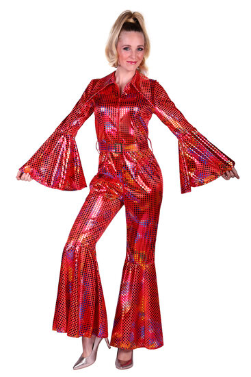 Catsuit disco dame rood