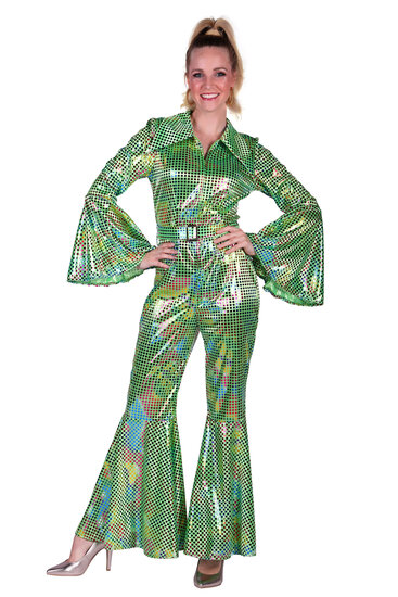 Catsuit disco dame groen