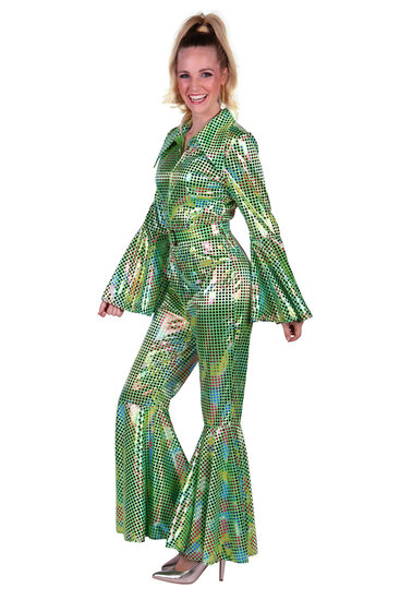 Catsuit disco dame groen