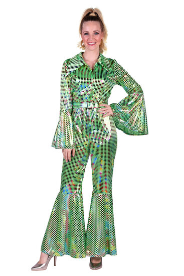 Catsuit disco dame groen