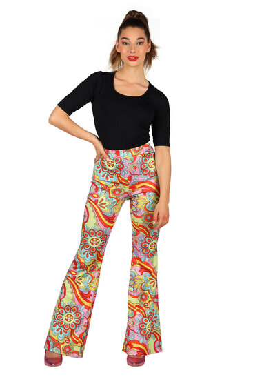 Hippie broek Flower Power dames