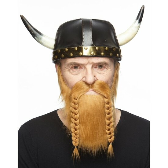 Baard met snor en vlechten Viking blond zelfklevend