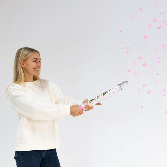Gender Reveal Confetti Shooter 40 cm roze